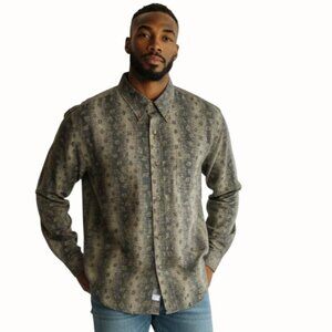 Bugle Boy Mens Vintage Button Down Shirt Geometric Print Long Sleeve Casual